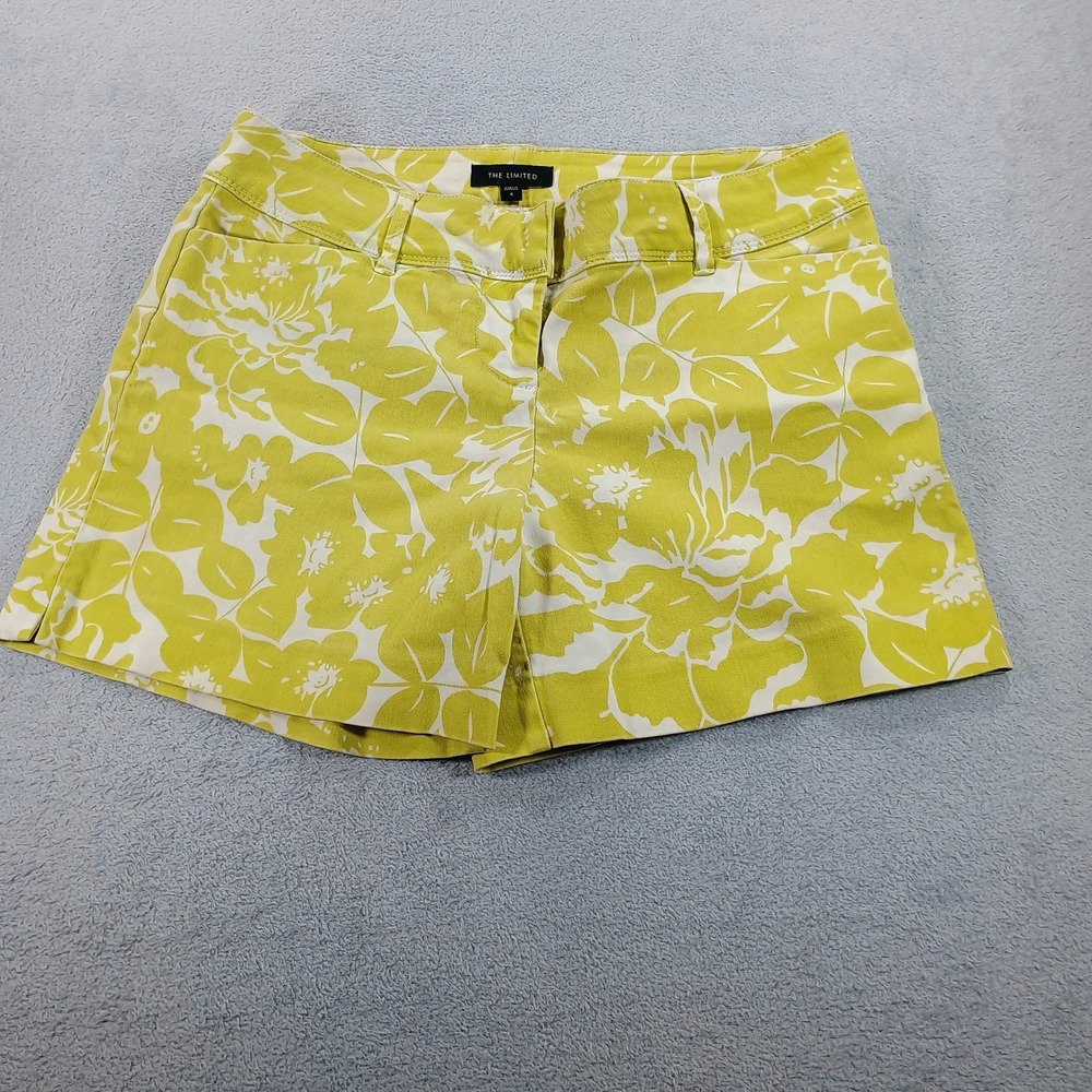 The Limited Womens Floral Shorts Yellow Size 4 Stretch Cotton Blend